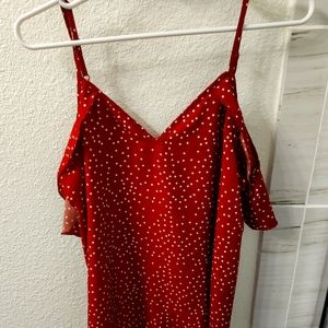 Red & White SHEIN Off the Shoulder Tank